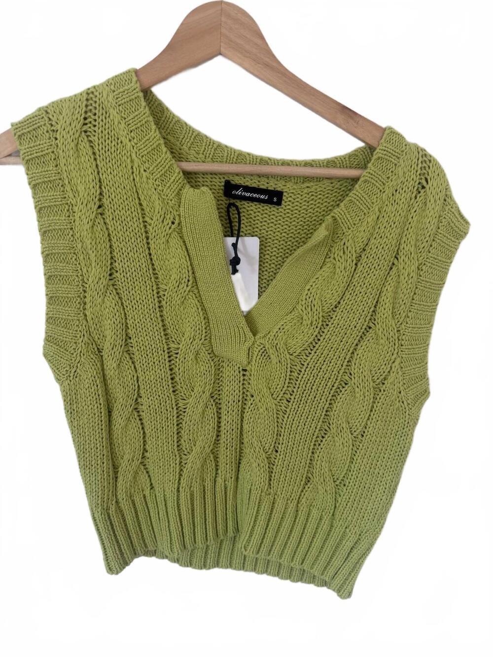 NEW OLIVACEOUS women's monroe sweater vest in lime green